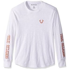 True Religion Girls White Long Sleeve Distorted Logo T-Shirt Size Large